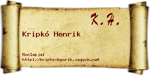 Kripkó Henrik névjegykártya