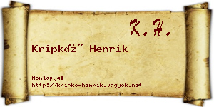 Kripkó Henrik névjegykártya